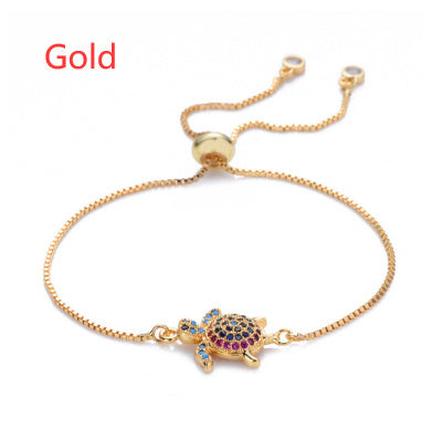 Turtles Bracelet Adjustable Shiny Rhinestones Sparkling Geometric Women Girls Sea Turtle Bracelet Dainty Jewelry For Dating